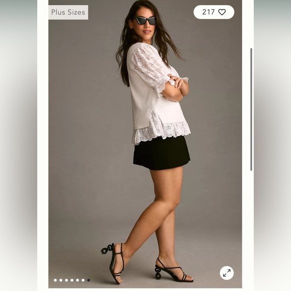 Anthropologie BWT English Factory Eyelet Puff-Sleeve Sweater Tee Size 1X. - Picture 2 of 16